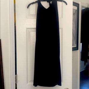 Black dress tie around the neck